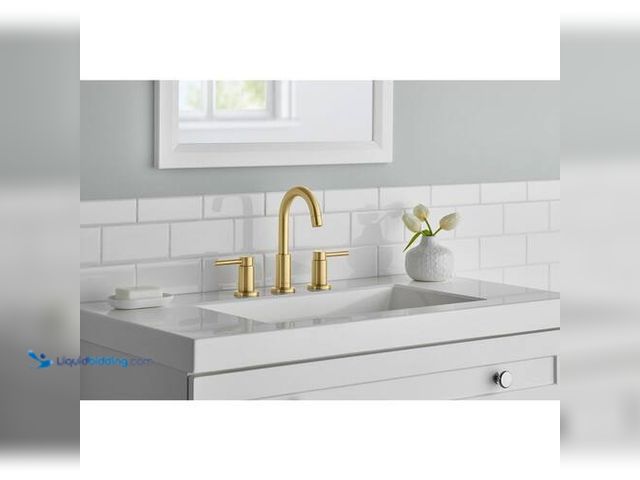 Lot 49-3617619 - Glacier Bay Dorind 8 in. Widespread 2-Handle High-Arc Bathroom Faucet in Brushed Gold - Unused , has...