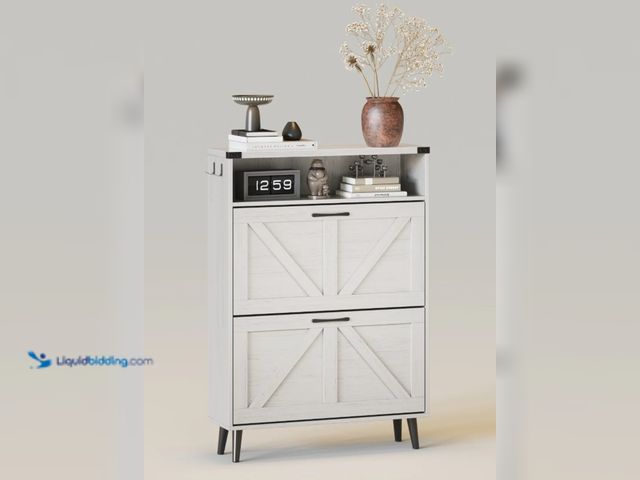 Lot 49-5405739 - Entrance Shoe Cabinet Organizer With 2 Flip Doors Unused