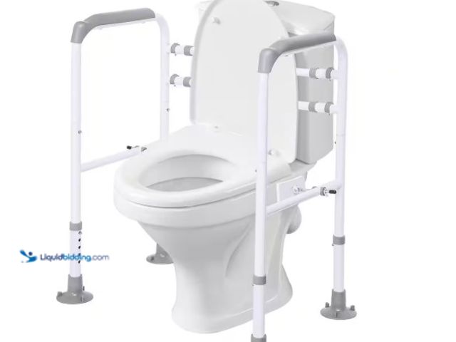 Lot 49-1516933 - Anqtovp Ultra-Sturdy 600LB Toilet Safety Rails-27 in. Adjustable Frame and Handles for Seniors and D...