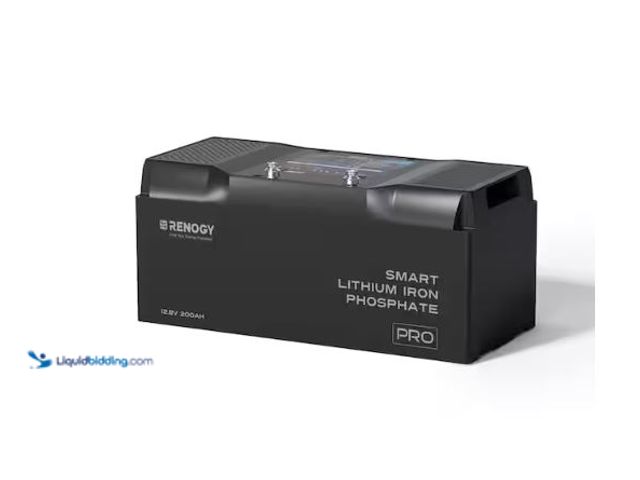 Lot 49-1601858 - Renogy 12V 200Ah Pro Smart Deep Cycle Lithium Iron Phosphate Battery with Bluetooth Self-heating Fun...