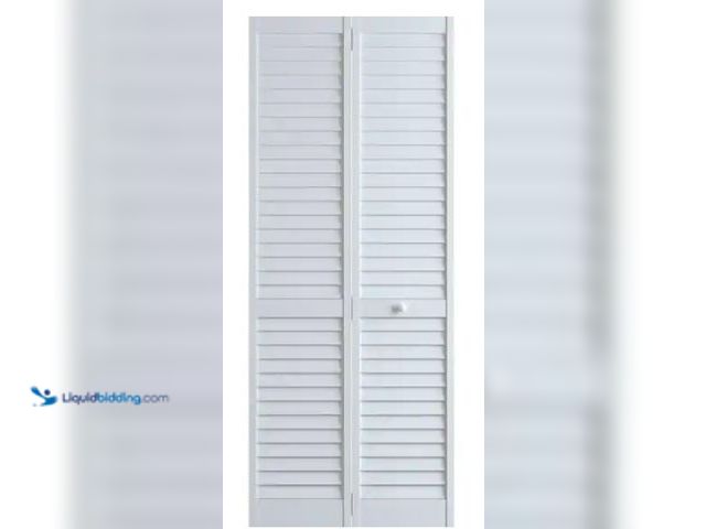 Lot 49-2026030 - Veranda 36 in. x 80 in. Louver Pine White Plantation Interior Closet Bi-fold Door, Model # 3115259. ...