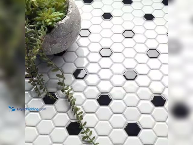Lot 49-2006365 - Approx. (25) sq. ft. of Merola Tile Metro 1 in. Hex Glossy White with Black Dot 10-1/4 in. x 11-7/8 ...