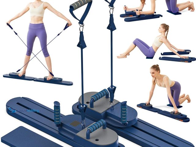 Lot 49-5437294 - Pilates Slider Board for Women Home Workouts Detachable Portable Pilates Reformer Machine with Resis...