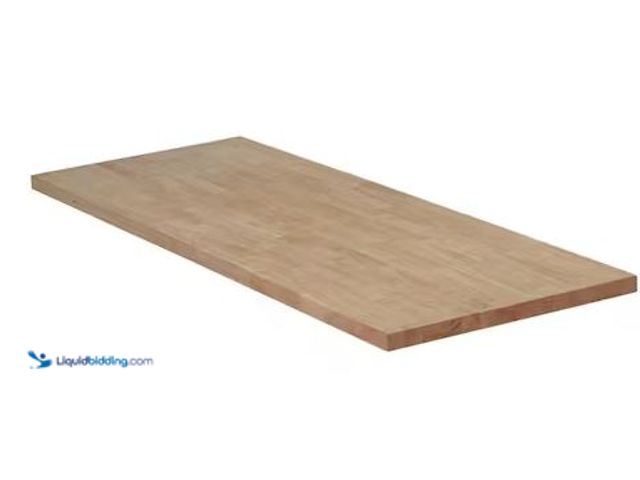 Lot 49-1568449 - Hampton Bay 8 ft. L x 25 in. D Unfinished Hevea Solid Wood Butcher Block Countertop With Standard Ed...