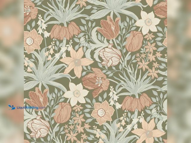 Lot 49-2002768 - Cecilia Moss Tulip and Daffodil Non-Pasted Non-Woven Paper Wallpaper, Model # 4143-34029, New.   Ref...