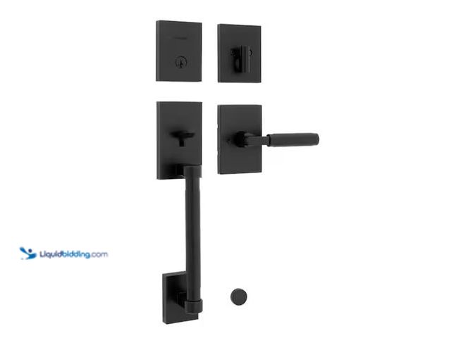 Lot 49-3433379 - Kwikset Prava Matte Black Single Cylinder Handle set w/ Prava Handle featuring Smart Key Security, M...