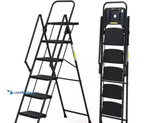 Lot 49-1516573 - WRIGHTMASTER 5-Step Steel Folding Step Ladder (10 ft. Reach), 500 lb. Load Capacity, with Anti Slip ...