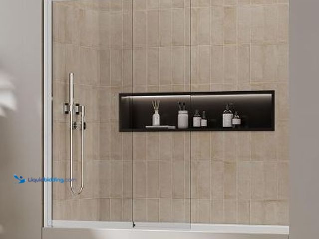 Lot 49-3464241 - Bathtub Door 3/16 in (5mm) Tempered Glass Panel, Tub Shower Door Extendable 180° Foldable Hinged Bat...