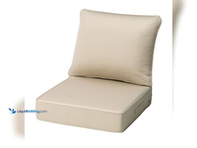 Lot 49-5546289 - Sunbrella 24 in. x 24 in. 1-Set Deep Seating Outdoor Lounge Chair Cushion in Canvas Antique Beige fo...