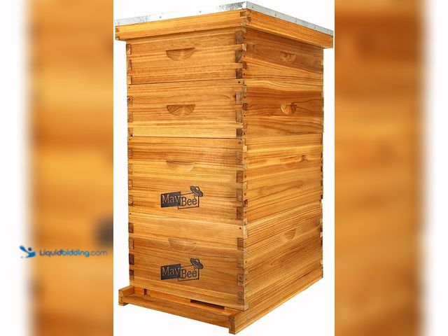 Lot 49-3462999 - MayBee 10-Frame Langstroth Beehive Dipped in 100% Beeswax, Complete Bee Hives and Supplies Starter K...
