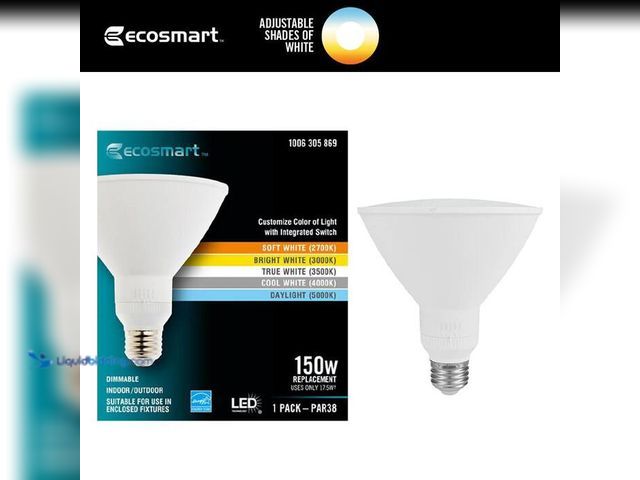 Lot 49-1517267 - (4) Pack of EcoSmart 150-Watt Equivalent PAR38 Dimmable CEC LED Spot Light Bulb with Selectable Colo...