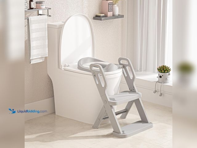 Lot 49-5414215 - Toddler Potty Training Toilet Seat-Alongside Foldable Potty Train Chair Adapter, Potty Seats with St...