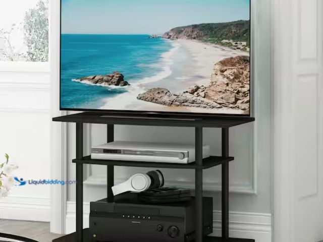 Lot 49-2001001 - Furinno Turn-N-Tube 31.5 in. Espresso and Black Particle Board TV Stand, Fits TVs Up to 32 in., with...