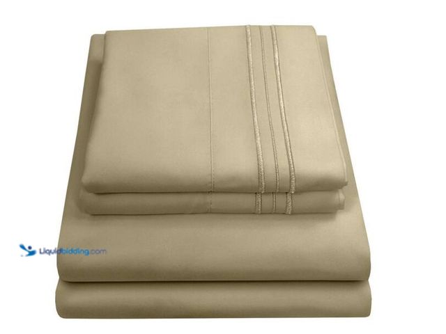 Lot 49-1571066 - Sweet Home Collection 1800 Series 4-Piece Sage Solid Color Microfiber King Sheet Set, Model # 4PC-K-...
