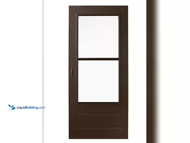 Lot 49-1623820 - Andersen 300 Series 32 in. x 80 in. Bronze Universal 3/4 Light Mid-View Aluminum Storm Door with Bla...