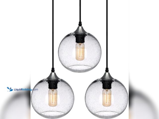 Lot 49-5448491 - ARIAMOTION Pendant Lights Kitchen Island 3 Pack Hand Blown Glass Modern Farmhouse Lighting Clear See...