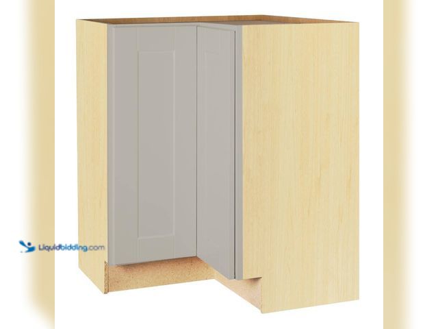 Lot 49-5437422 - Hampton Bay Shaker 28.5 in. W x 16.5 in. D x 34.5 in. H Assembled Lazy Susan Corner Base Kitchen Cab...