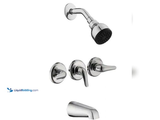 Lot 49-2001497 - Glacier Bay Aragon 3 Handle 1-Spray Tub and Shower Faucet 1.8 GPM in Chrome (Valve Included), Model ...