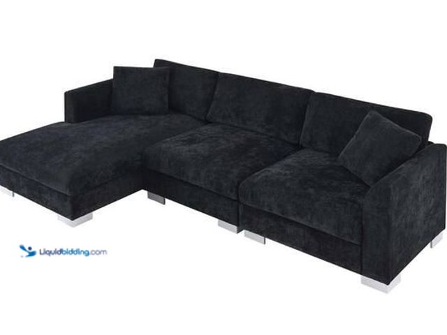 Lot 49-5486193 - Polibi
96 in. Square Arm Chenille Sectional Sofa with 2-Free Pillows in Black Item is Factory Seale...