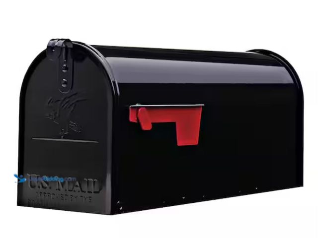 Lot 49-3611932 - Architectural Mailboxes Elite Black, Medium, Steel, Post Mount Mailbox, Model # E1100BAM, Unused.  R...