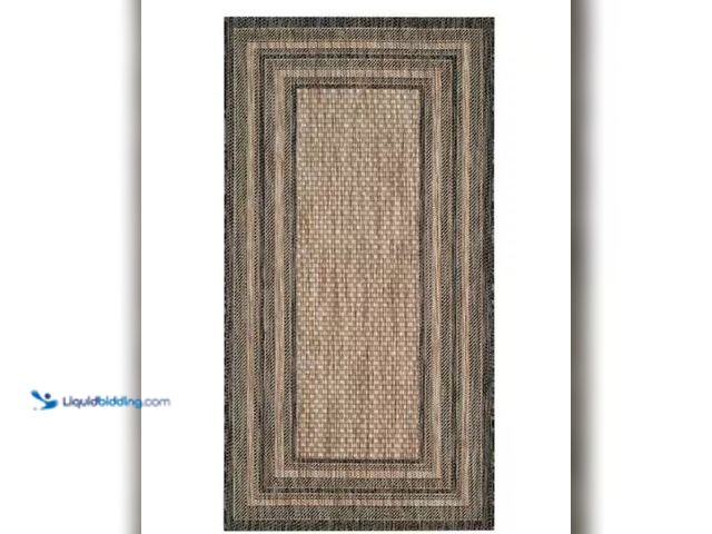 Lot 49-1515875 - SAFAVIEH Courtyard Natural/Black Doormat 3 ft. x 5 ft. Striped Indoor/Outdoor Patio Area Rug and SAF...