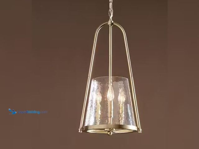Lot 49-1630887 - KICHLER Nerine 3-Light Foyer Pendant with Hammered Glass in Champagne Bronze, Model # 82430, Unused,...