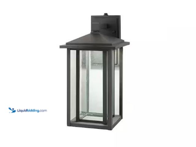 Lot 49-1625537 - Home Decorators Collection Mauvo Canyon 15.5 in. Black Dusk to Dawn LED Outdoor Wall Light Fixture P...