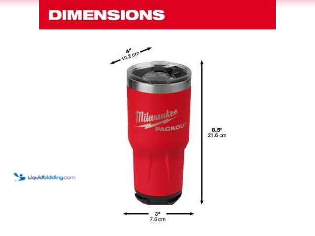 Lot 49-3565649 - Milwaukee PACKOUT Red 30 oz. Tumbler. Model # 48-22-8393R. Unused