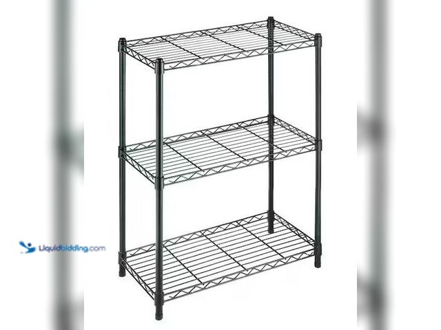 Lot 49-1572098 - HDX 3-Tier Steel Wire Shelving Unit in Black (24 in. W x 30 in. H x 14 in. D) Model # 31424BPS, Unus...