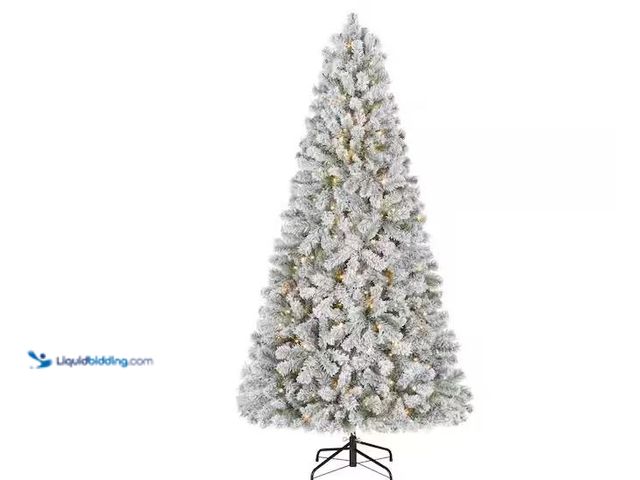 Lot 49-1548677 - Home Accents Holiday 6.5 ft. Festive Mixed Pine Flocked LED Pre-Lit Artificial Christmas Tree Model ...