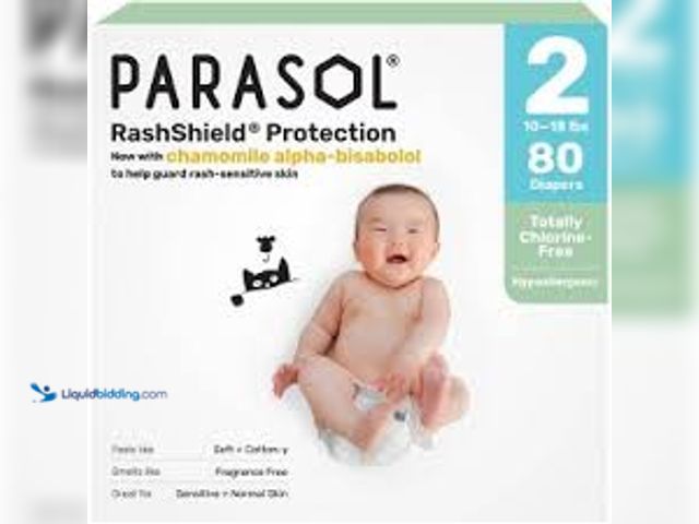 Lot 49-5546303 - Parasol Chlorine-Free Diapers with RashShield Protection - Size 2 - 80ct model:850058744162 new. Dam...