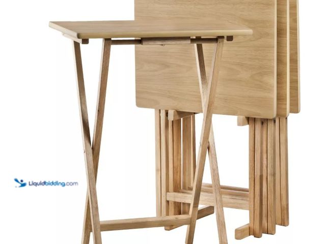 Lot 49-5538529 - Peakform 5pc TV Tray Set Wood Natural. New