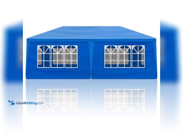 Lot 49-5408556 - Karl home 20 ft. x 10 ft. Blue Outdoor Party Tent with 6 Sidewalls. [Model # 678020595716] Used