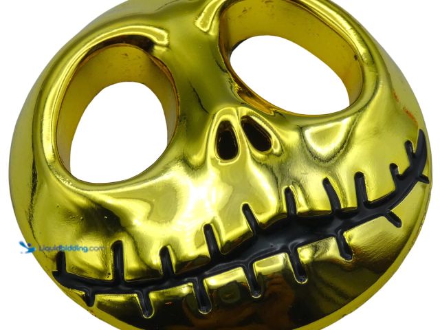 Lot 49-3481298 - Jack Skellington Metal Pumpkin Face Auto Emblem 2" Gold - NEW - Constructed of Durable Zinc Alloy wi...