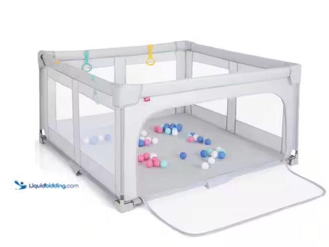 Lot 49-2026240 - HONEY JOY Large Baby Playpen 59 in. x 59 in. Playset with Zipper Gate 50 Ocean Balls and 4 Pull-up R...