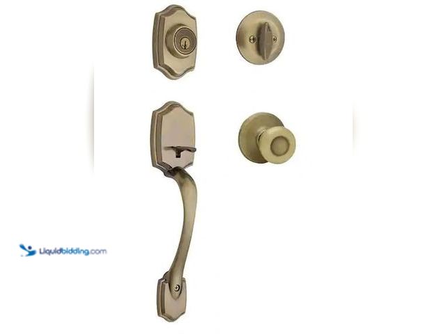 Lot 49-3530390 - Kwikset
Belleview Antique Brass Single Cylinder Door Handleset with Tylo Door Knob Featuring SmartK...