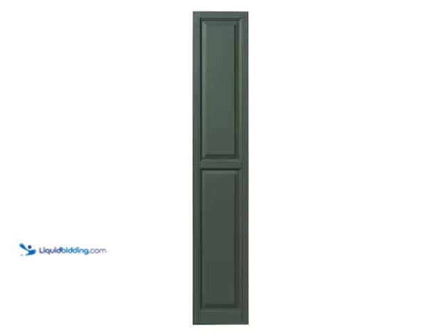 Lot 49-1625240 - Ply Gem 15 in. x 71 in. Raised Panel Polypropylene Shutters Pair in Green, Model # VINRP1571 55, Unu...