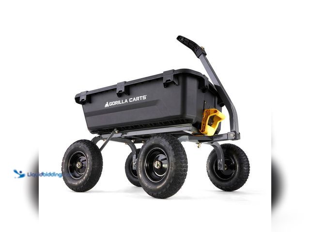 Lot 49-5414713 - 7 cu. ft. (40 in. x 27 in. x 11 in.), Patented Poly Bed Dumping Garden Cart, Model # GCG-7. Used, 2 ...