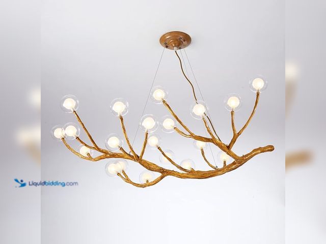 Lot 49-3523866 - 20-Lights LED Farmhouse Chandelier,Retro Tree Branch Glass Bubble Ceiling Chandeliers Lighting,Large...