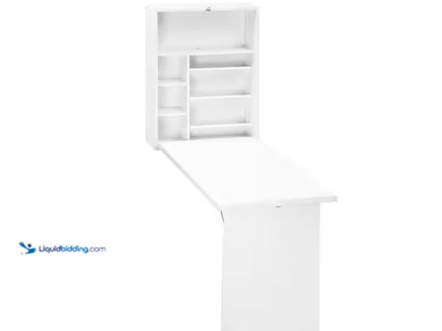 Lot 49-5574249 - HOMCOM
37 in. Compact Fold-Out White Floating Desk with Storage. Model # 836-003WT. Unused