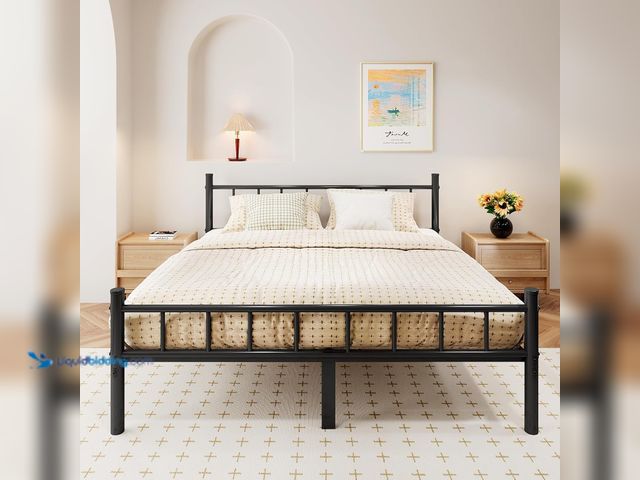 Lot 49-3564921 - zizin Full Size Metal Bed Frame with Headboard & Footboard 14 Inch Metal Platform Mattress Foundatio...