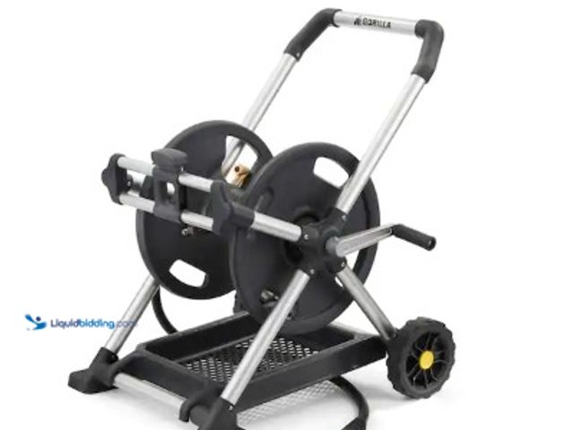 Lot 49-2004298 - Gorilla 200 ft. Aluminum Zero Rust Premium Mobile Hose Reel, Model # GRM-200G, Slightly used, Has ha...