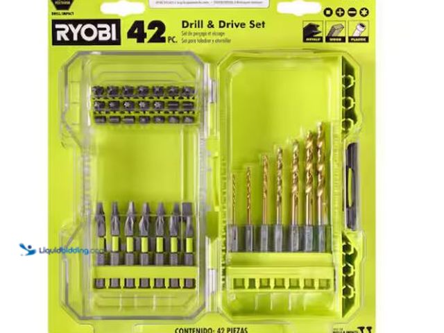 Lot 49-5561095 - RYOBI Drill & Drive Set with Titanium Bits and Drive Bits (42-Pieces), Factory Sealed
