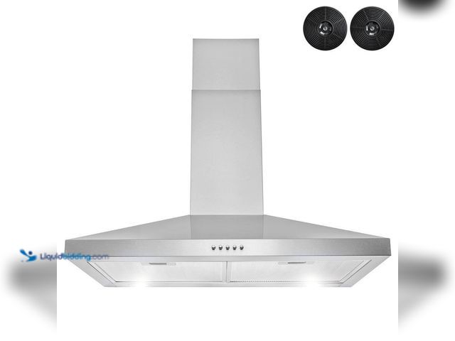 Lot 49-5453354 - Golden Vantage 30 in. 217 CFM Convertible Kitchen Wall Mount Range Hood in Stainless Steel with Push...