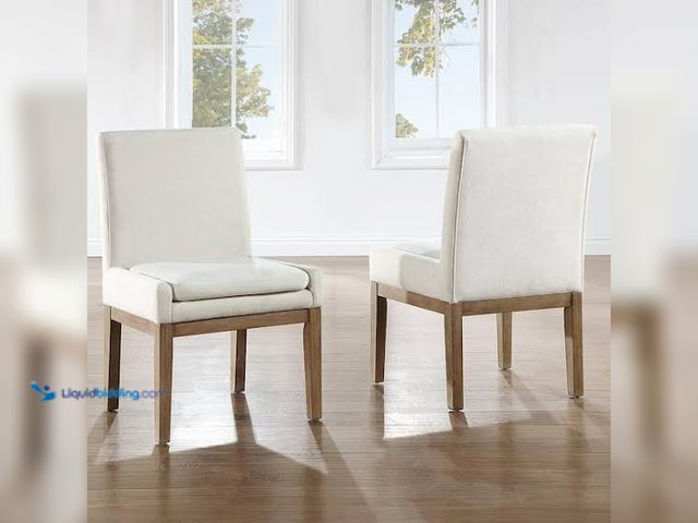 Lot 49-2020950 - Steve Silver Aubrey Brown Frame with Eggshell Polyester Upholstered Arm Chair (Set of 2), Model # AB...