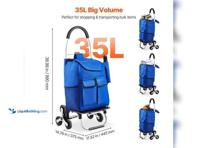 Lot 49-3616539 - 150-Lb Capacity Stair Climber Trolley Dolly Folding Shopping Cart, Blue - Unused - Model # 336013228
