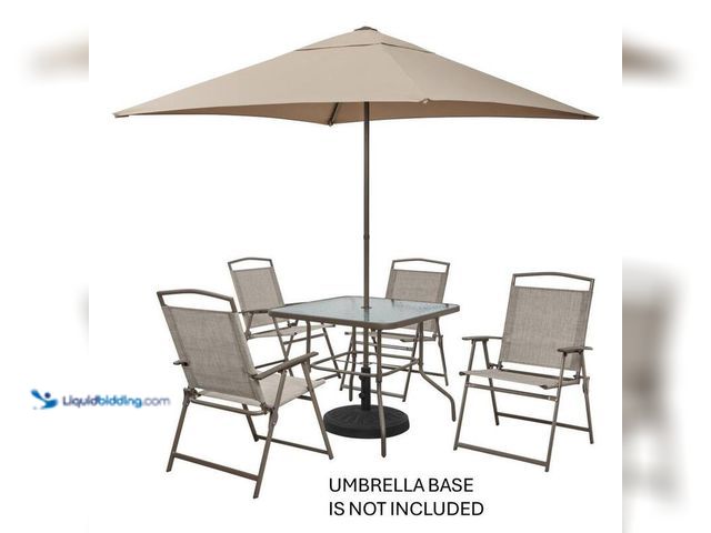 Lot 49-5412573 - Style Well Amberview 6-Piece Steel Square Outdoor Dining Set in Brown with Umbrella, Model # FDS5028...