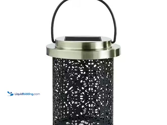 Lot 49-1576529 - Lot of (2) Hampton Bay 15 Lumens LED Medium Metal Outdoor Solar Table Lantern Model # C6000-28-I, Un...