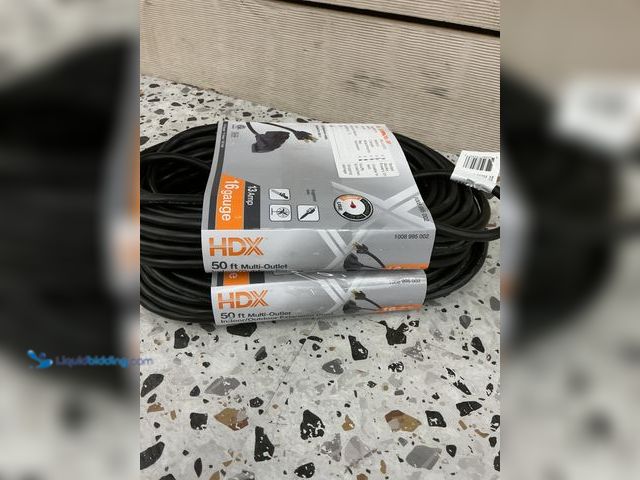 Lot 49-3539812 - QTY 2 - 50' 16/3 Light Duty Indoor/Outdoor Extension Cord Multiple Outlet Triple Tap End.  New