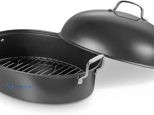 Lot 49-1554310 - KITESSENSU Extra Large Roasting Pan with Lid - Nonstick Turkey Roaster Pan with Rack 18.5 x 14.5 Inc...